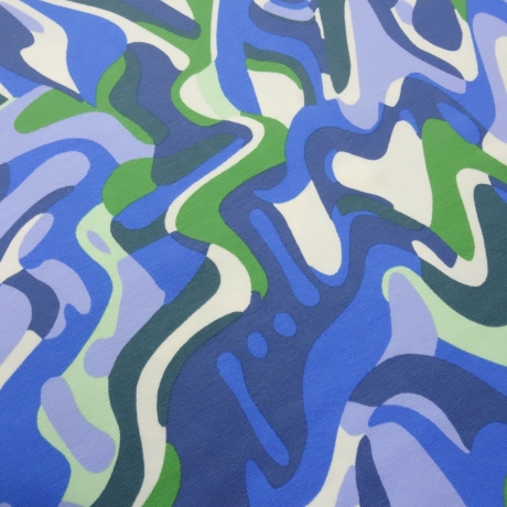 Stoff Baumwolle Jersey abstrakt hellblau blau grün cremeweiß