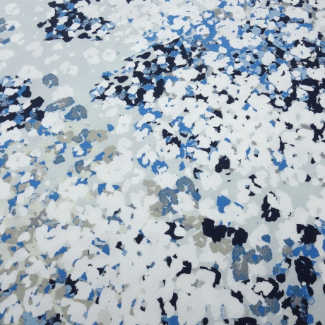 Stoff Viskose Jersey mit abstrakten Design weiß grau blau marine