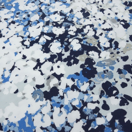 Stoff Viskose Jersey mit abstrakten Design weiß grau blau marine
