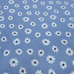 Stoff Vintage Baumwolle Blumen Blüten Streublumen jeans blau weiß