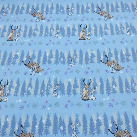 Stoff Baumwolle Jersey Disney Eiskönigin Frozen Olaf hellblau