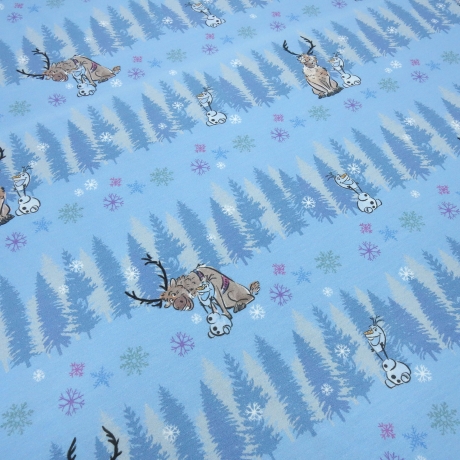 Stoff Baumwolle Jersey Disney Eiskönigin Frozen Olaf hellblau