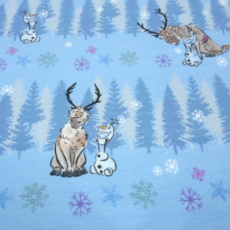 Stoff Baumwolle Jersey Disney Eiskönigin Frozen Olaf hellblau
