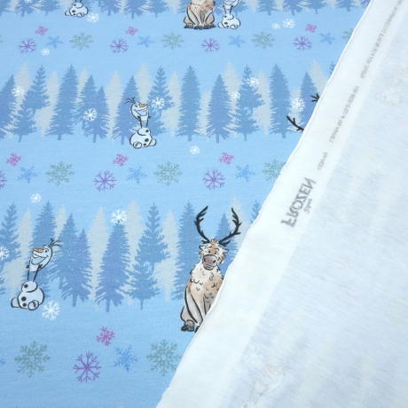 Stoff Baumwolle Jersey Disney Eiskönigin Frozen Olaf hellblau