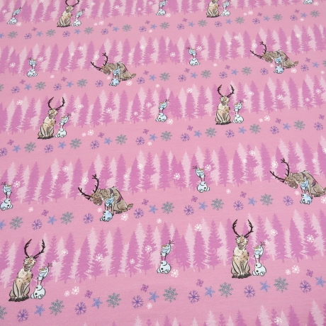 Stoff Baumwolle Jersey Disney Eiskönigin Frozen Olaf rosa pink