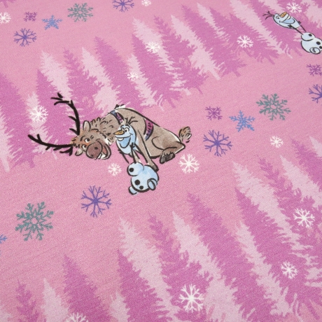 Stoff Baumwolle Jersey Disney Eiskönigin Frozen Olaf rosa pink