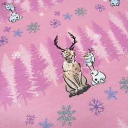 Stoff Baumwolle Jersey Disney Eiskönigin Frozen Olaf rosa pink