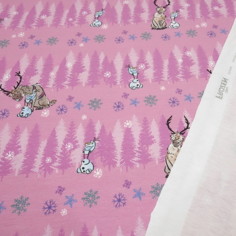 Stoff Baumwolle Jersey Disney Eiskönigin Frozen Olaf rosa pink