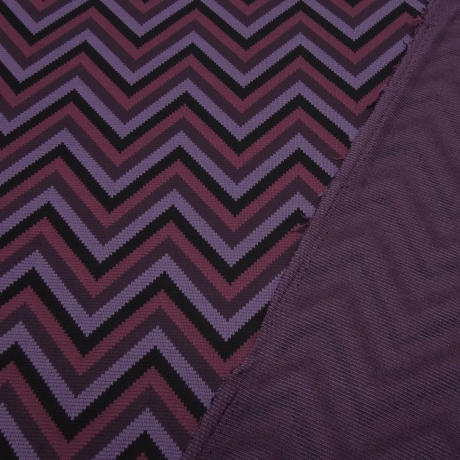 Stoff Stretch Jacquard Strick Jersey Zick Zack pink flieder lila