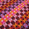Stoff Jersey mit retro Kreise pink orange rot rosa bordeaux blau