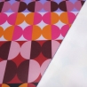 Stoff Jersey mit retro Kreise pink orange rot rosa bordeaux blau