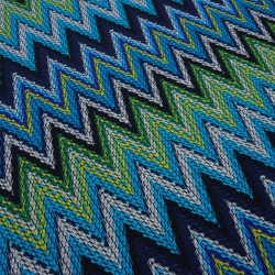 Stoff Strick Jersey Zick Zack türkis marine blau weiß gelb grün 