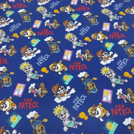 Stoff Baumwolle Jersey Lizenzdruck Paw Patrol 2 blau bunt Kinder