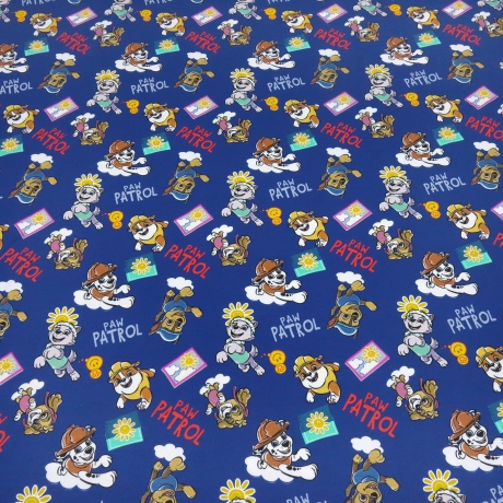 Stoff Baumwolle Jersey Lizenzdruck Paw Patrol 2 blau bunt Kinder