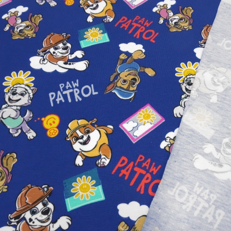 Stoff Baumwolle Jersey Lizenzdruck Paw Patrol 2 blau bunt Kinder