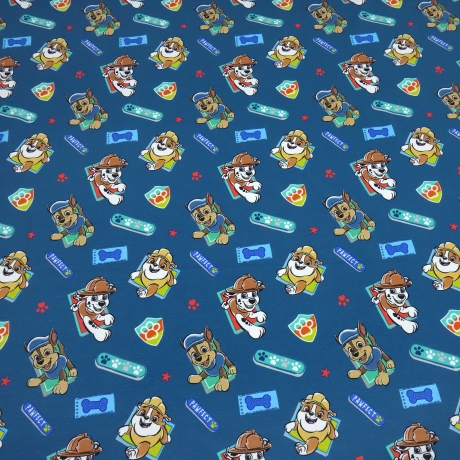Stoff Baumwolle Jersey Paw Patrol Chase Marshall petrol blau bunt