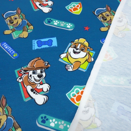 Stoff Baumwolle Jersey Paw Patrol Chase Marshall petrol blau bunt