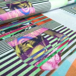 Stoff Viskose Jersey abstrakt Model Streifen Design türkis bunt