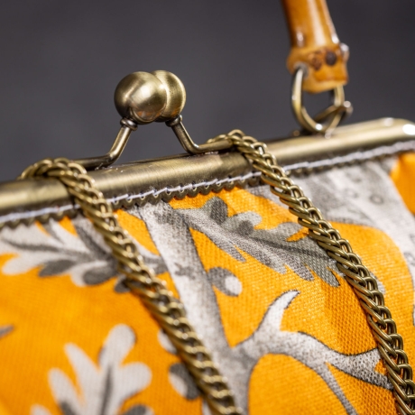 Handgemachte Tasche – Orange/Grau mit exotischem Naturmotiv