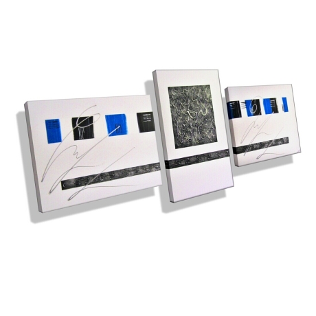 MK1 Art Bild Leinwand Abstrakt Kunst Malerei Acrylbild blau weiß