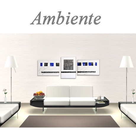 MK1 Art Bild Leinwand Abstrakt Kunst Malerei Acrylbild blau weiß