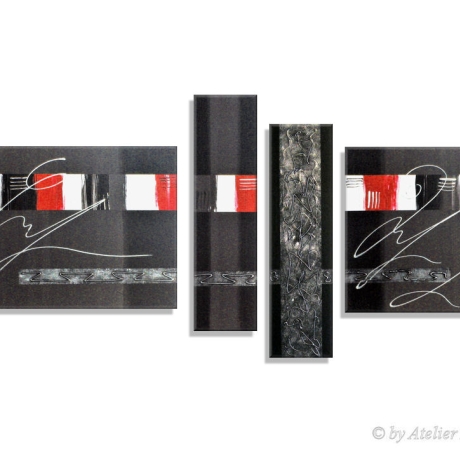 MK1 Art Bild Leinwand Abstrakt Kunst Malerei Acrylbild rot