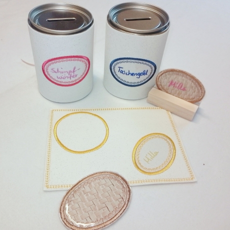 Beschreibbare Aufkleber Krönchen 12x Stickdatei solo und mehrfach