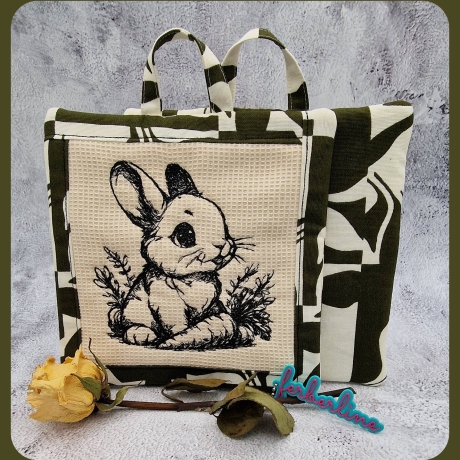 Ferberline Stickdatei Scribble Hasi mit Möhre ab 10x10