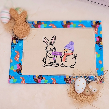 Hase vs. Schneemann - Stickdatei by Michis Textilatelier