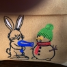 Hase vs. Schneemann - Stickdatei by Michis Textilatelier