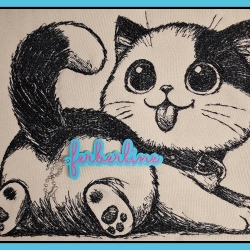 Ferberline Stickdatei Scribble Katze Loki ab 13x16