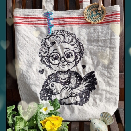 Ferberline Stickdatei Scribble Hühneromi ab 13x16