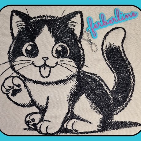Ferberline Stickdatei Scribble Katze Bella ab 13x15