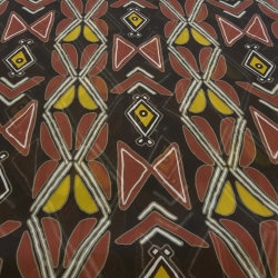 Stoff Chiffon Borkenkrepp Retro anthrazit kaminrot curry ecrú