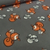 Stoff Baumwolle Jersey Füchse Mäuse taupé schlamm braun orange