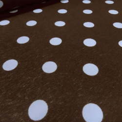 Stoff Alpenfleece Sweatshirtstoff Punkte braun hellblau