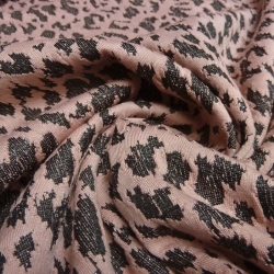 Stoff Viskose Strick-Jacquard Leoparden altrosa schwarz silber