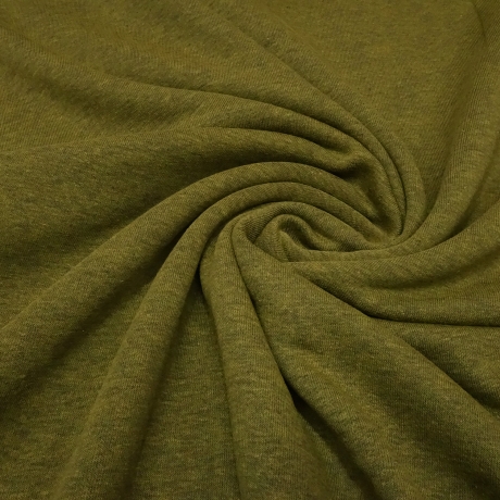 Stoff Sweatshirtstoff angerauhter Innenseite uni khaki oliv grün