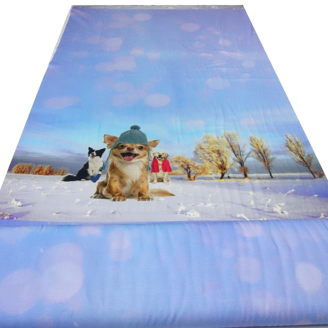Stoff Baumwolle Jersey Hunde Stoffpanel Panel 118 cm blau bunt