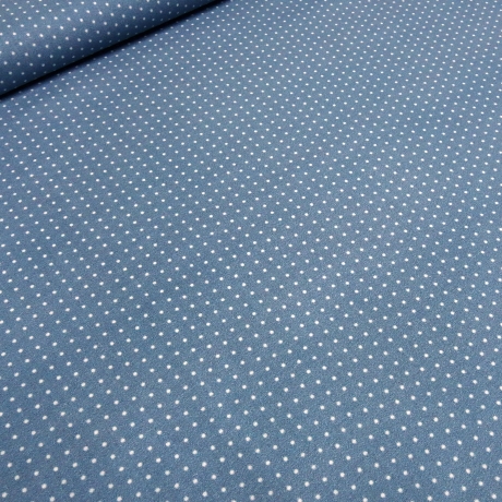 Stoff Baumwolle Popeline 2 mm Punkte Design jeans blau weiß