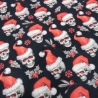 Stoff Baumwolle Popeline Totenkopf Weihnachtsmütze schwarz rot