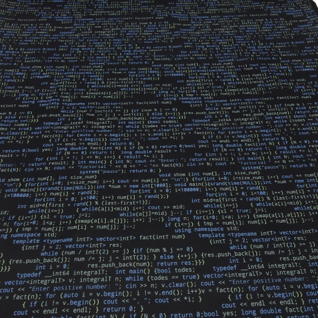 Stoff Softshell Computercode Code Nerd schwarz blau grüngelb