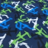 Stoff Baumwolle Jersey grafische Muster blau grün schwarz weiss