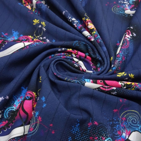 Stoff Baumwolle Jersey Sneaker Schuhe Design blau pink weiss