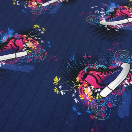 Stoff Baumwolle Jersey Sneaker Schuhe Design blau pink weiss