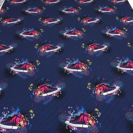 Stoff Baumwolle Jersey Sneaker Schuhe Design blau pink weiss