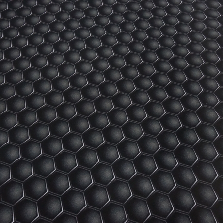 Stoff Baumwolle French Terry Hexagon grau schwarz Kleidestoff