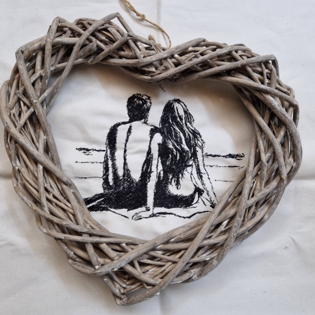 Ferberline Stickdatei Scribble Paar am Meer ab 13x17