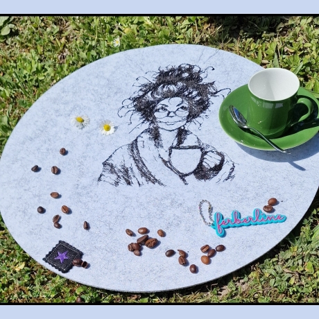 Ferberline Stickdatei Scribble Kaffetante ab 13x17