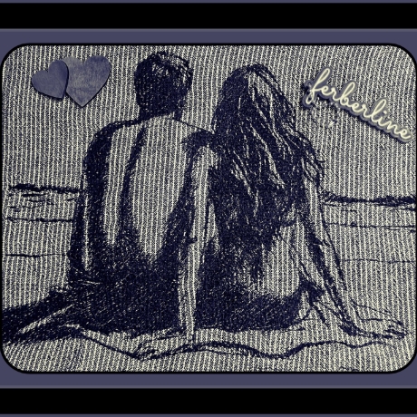 Ferberline Stickdatei Scribble Paar am Meer ab 13x17